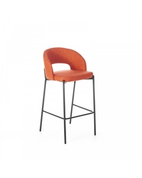 [S-OM/394/SAR] Set di 4 sgabelli in tessuto arancione con struttura in metallo, 50x52x98h cm