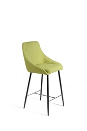 [S-OM/450/VC] Set dai 2 Sgabelli elegante in tessuto verde chiaro con gambe in metallo nero, 46cm x 49cm x 97cm