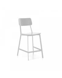 [S-OM/338/BI] Set di 2 sgabelli in legno con struttura in metallo, bianco, 51x51.5x97cm