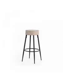 [S-OM/392/BE] Set dai 2 Sgabelli in microfibra beige con struttura in metallo nero, 51x51x77cm