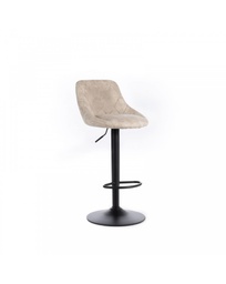[S-OM/389/BE] Set di 2 sgabelli in microfibra beige con struttura in metallo nero, dimensioni 45x50x84/100cm