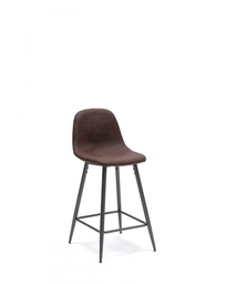 [S-OM/315/MK] Set di 2 sgabelli in similpelle moka vintage con struttura in metallo antracite, dimensioni 42x52x93cm