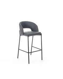 [S-OM/394/SGR] Set di 2 sgabelli in tessuto grigio con struttura in metallo antracite, 50cm x 52cm x 98cm