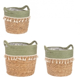 [S-B0411098] 3x Set3 Cesta 2M Bridget To Verde-Naturale