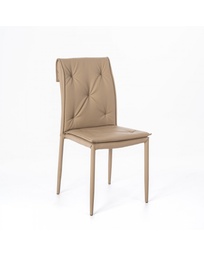 [S-OM/341/TO] Set di 4 sedie in similpelle tortora, struttura in metallo, 44x56x91cm