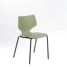 [S-OM/365/VC] Set di 4 sedie in polipropilene, con struttura in metallo, colore verde e nero, 50cm x 51cm x 77cm
