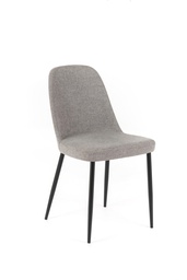 [S-OM/447/GC] Set di 4 Sedie in Tessuto Grigio Chiaro con Gambe in Metallo Nero, 55cm x 46cm x 85cm