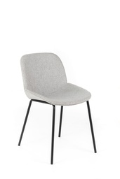 [S-OM/443/GC] Set di 4 sedie in tessuto grigio chiaro con gambe in metallo nero, 57cm x 46cm x 80cm