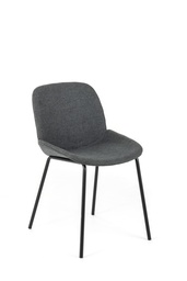 [S-OM/443/GS] Set di 4 sedie in tessuto grigio scuro con gambe in metallo nero, 57cm x 46cm x 80cm