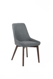 [S-OM/448/GS] Set di 4 sedie in tessuto grigio scuro con gambe in massello di noce, 62cm x 49.5cm x 87cm