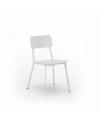 [S-OM/336/BI] Set di 4 sedie in legno laccato bianco con struttura in metallo, 51x51.5x82cm