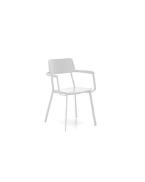 [S-OM/337/BI] Set di 4 sedie in legno laccato bianco con struttura in metallo, 61x51.5x82cm