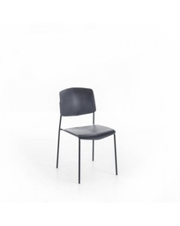 [S-OM/406/GS] Set di 4 sedie in polipropilene grigio scuro con struttura in metallo, 52cm x 52cm x 79cm