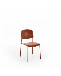 [S-OM/406/RU] Set di 4 sedie in polipropilene, colore ruggine, con struttura in metallo, 52cm x 52cm x 79cm