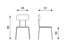 [S-OM/386/VC] Set di 4 sedie in polipropilene con seduta verde, struttura in metallo, 45cm x 51cm x 82cm