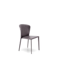 [S-OM/335/GS] Set di 4 sedie in similcuoio grigio scuro con struttura in metallo - 49x56x82cm