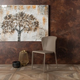 [S-OM/335/TO] Set di 4 sedie in similcuoio, colore tortora, con struttura in metallo - 49x56x82h cm