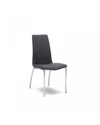 [S-OM/222/GV] Set di 4 Sedie in Similpelle Grigio Scuro con Struttura in Metallo Grigio Cromo, 43cm x 44cm x 92cm