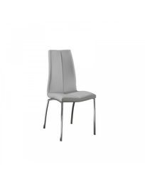 [S-OM/222/GC] Set di 4 sedie in similpelle grigio chiaro con struttura in metallo, dimensioni 43x44x92cm