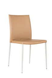 [S-OM/125/MB] Set di 4 sedie in similpelle marrone, struttura in metallo, 41.5x44x85 cm