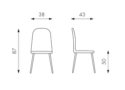 [S-OM/400/BE] Set di 4 sedie in similrattan con seduta beige, struttura in metallo grigio scuro, dimensioni 43x38x86.5 cm