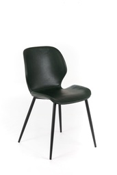 [S-OM/440/VS] Sedia elegante in soft-touch, 55cm x 45cm x 83cm, con gambe in metallo e rivestimento verde scuro
