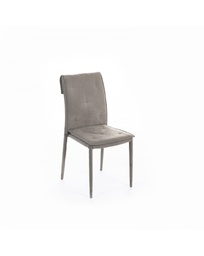 [S-OM/367/GC] Set di 4 sedie in tessuto lavabile con struttura in metallo, 56x44x91cm, colore grigio chiaro