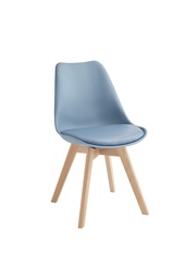 [S-OM/238/BL] Set di 4 sedie azzurre in similpelle e polipropilene con struttura in legno di faggio, 48.5x52x82h cm