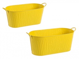 [S-B0502805] 4x Set2 C.Vaso Corteccia C-Manico Ov Giallo