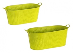 [S-B0502811] 4x Set2 C.Vaso Corteccia C-Manico Ov Verde