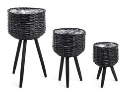 [S-B0502514] 4x Set3 C.Vaso Tripod Nero