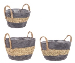 [S-B0411102] 4x Set3 Cesta 2M Alyce To Grigio-Naturale