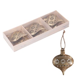[S-V6195680000] Addobbo metallo confezione 6pz oro 22x8x2,5 cm