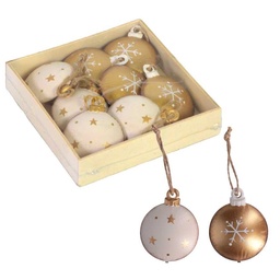 [S-V6195760000] Addobbo metallo confezione 8pz bianco 11x11x2,5 cm