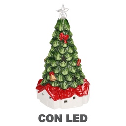 [S-V6135830000] Albero in ceramica verde con luci LED 16x15,5x30,5 cm