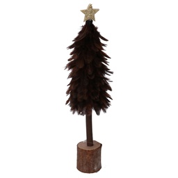 [S-V6119290000] Albero legno con piume marrone 9x4x31 cm