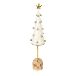 [S-V6195440000] Albero Metallo Bianco con Stella Oro 7x7x33 cm