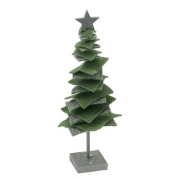 [S-V6089820000] Albero tessuto verde e argento 14x14x43 cm