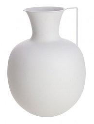 [S-B0183083] Anfora decorativa in metallo bianco H41,5