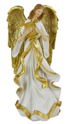 [S-V6318520000] Angelo in Resina Bianco e Oro 18,8x15x37,8 cm