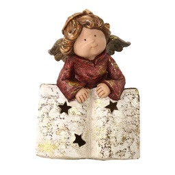 [S-V6327180000] Angelo in Resina con Libro Oro 17x15,5x22,5 cm