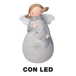 [S-V6315440000] Angelo in resina con luce LED bianco 24x20,5x38cm
