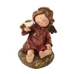 [S-V6327190000] Angelo in Resina Oro 15,5x15x22 cm