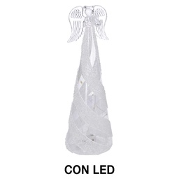 [S-V6177670000] Angelo in vetro trasparente e bianco, dimensioni 7,5 cm x 7,5 cm x 20 cm