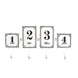 [S-V5923770000] Appendino Metallo 4 Posti Bianco con Numeri 46x23x6,5 cm