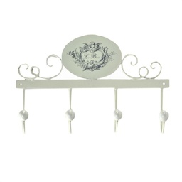 [S-V6214410000] Appendino Metallo Le Bain 4 Posti Decoro Ovale 34x23x7 cm