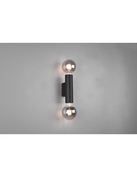 [S-TRIOR20182032] Applique Doppia Emissione 2xE27 Vannes Nero H18 cm Trio Lighting
