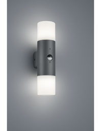 [S-TRIO222260242] Applique Hoosic Biemissione 2xE27 Antracite Con Sensore Movimento H33 cm IP44 Trio Lighting