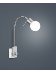 [S-TRIO891770107] Applique Led Orientabile Fred Nichel E Vetro Bianco