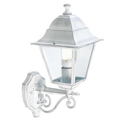 [S-SOV318/37] Applique Media In Alto E27 - Linea Old Biancoargento - Alluminio Pressofuso - Vetro Trasparente - Altezza Max 170mm - Potenza Massima 60W - IP43